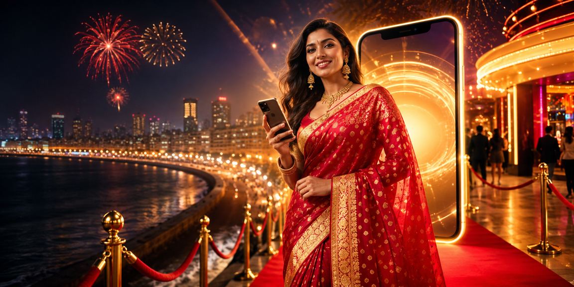 Indian player logging in with mobile app near Marine Drive, Mumbai